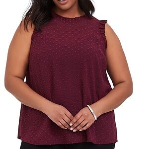 TORRID: Chiffon Swiss Dot Mock Neck Tank Blouse -Size 2 / 2X